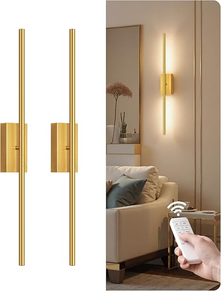 GOEBLESON Battery Operated Wall Sconces Set of 2, Modern Rechargeable Wall Lamp with Remote