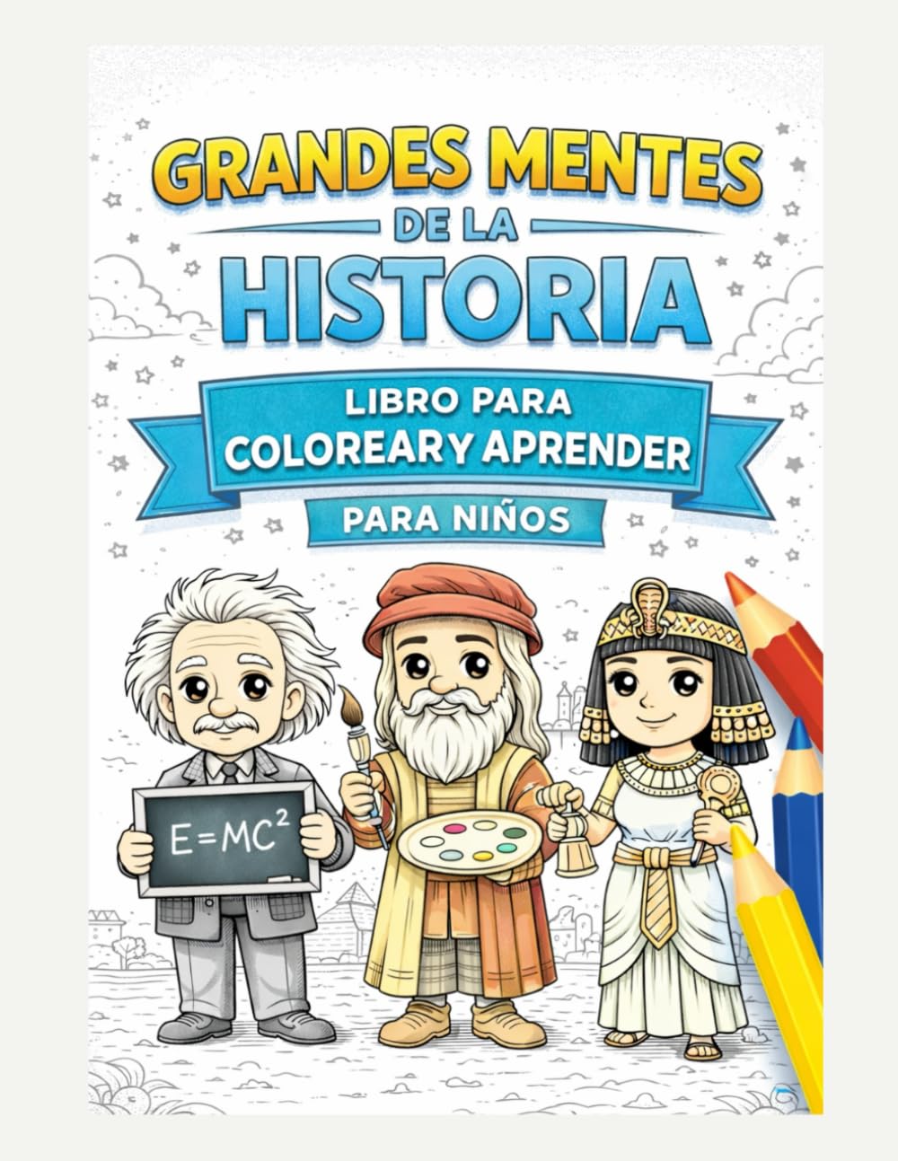 Grandes Mentes de la Historia: Libro para Colorear y Aprender para Niños,Aprende sobre Científicos, Artistas y Líderes Mientras Coloreas
