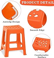 Vista 4 de TURSTIN Paquete de 6 taburetes apilables para aula, de plástico, coloridos, redondos, interiores y exteriores, asientos flexibles, sillas