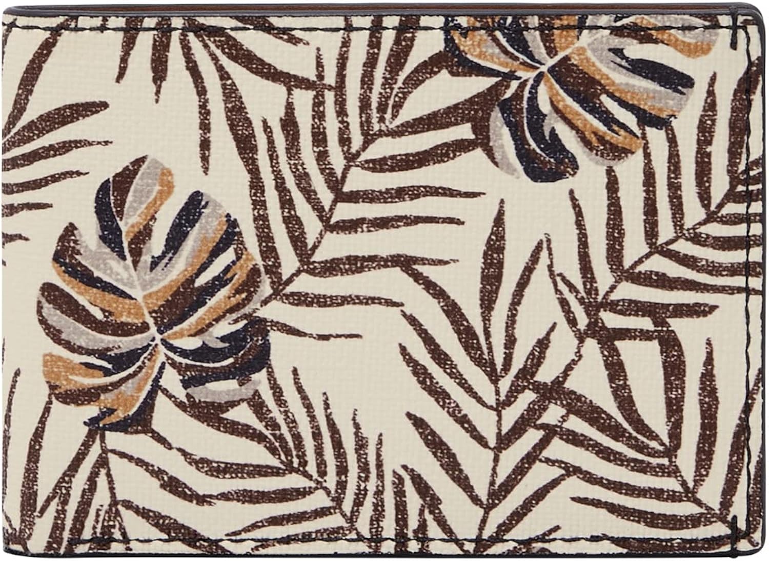 Fossil Cartera de cuero delgada minimalista plegable con bolsillo frontal para hombre, Bronson Natural Palm, Bronson - Bolsillo frontal plegable