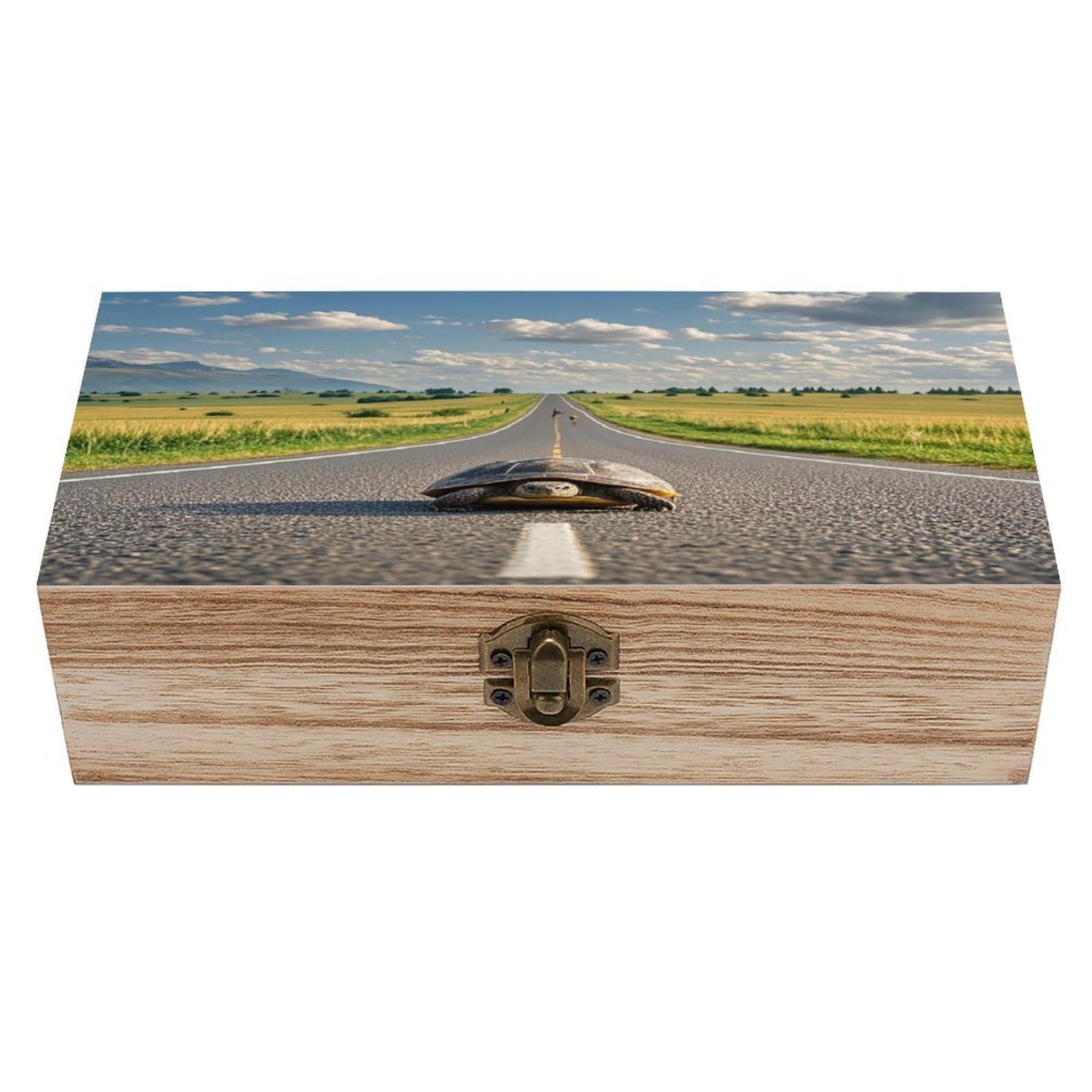 LZQPOEAS Inspirational Road Ahead. Wooden Box Storage Space to Organize Jewelry in A Beautiful Small Storage Box Decorative Card Boxes Memory Treasure Boxes for Crafts And Photo Storage