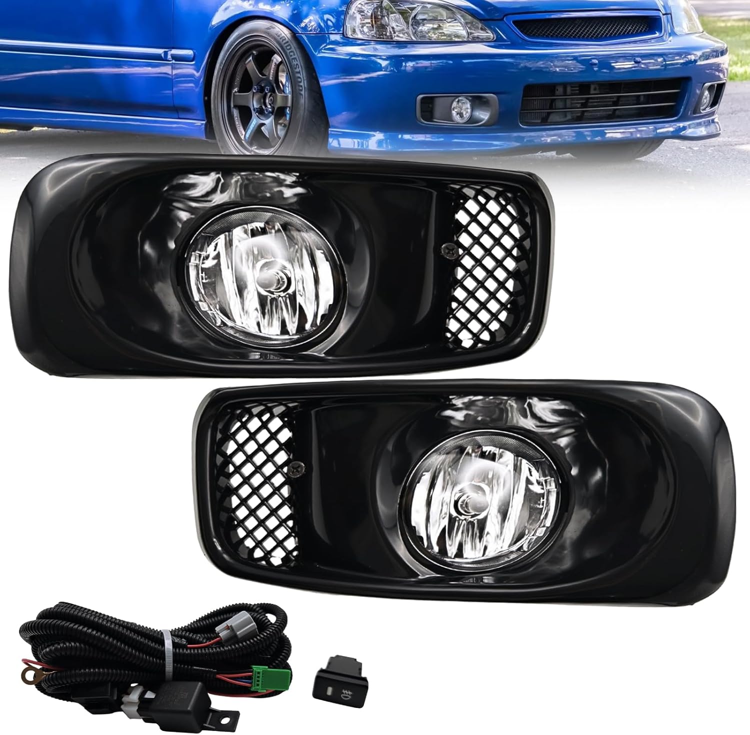 Fog Lights Compatible With 2016 2017 2018 HRV/HR-V Front Bumper Lights Driving Fog Lamps Halogen Bulbs w/Harness and Switch