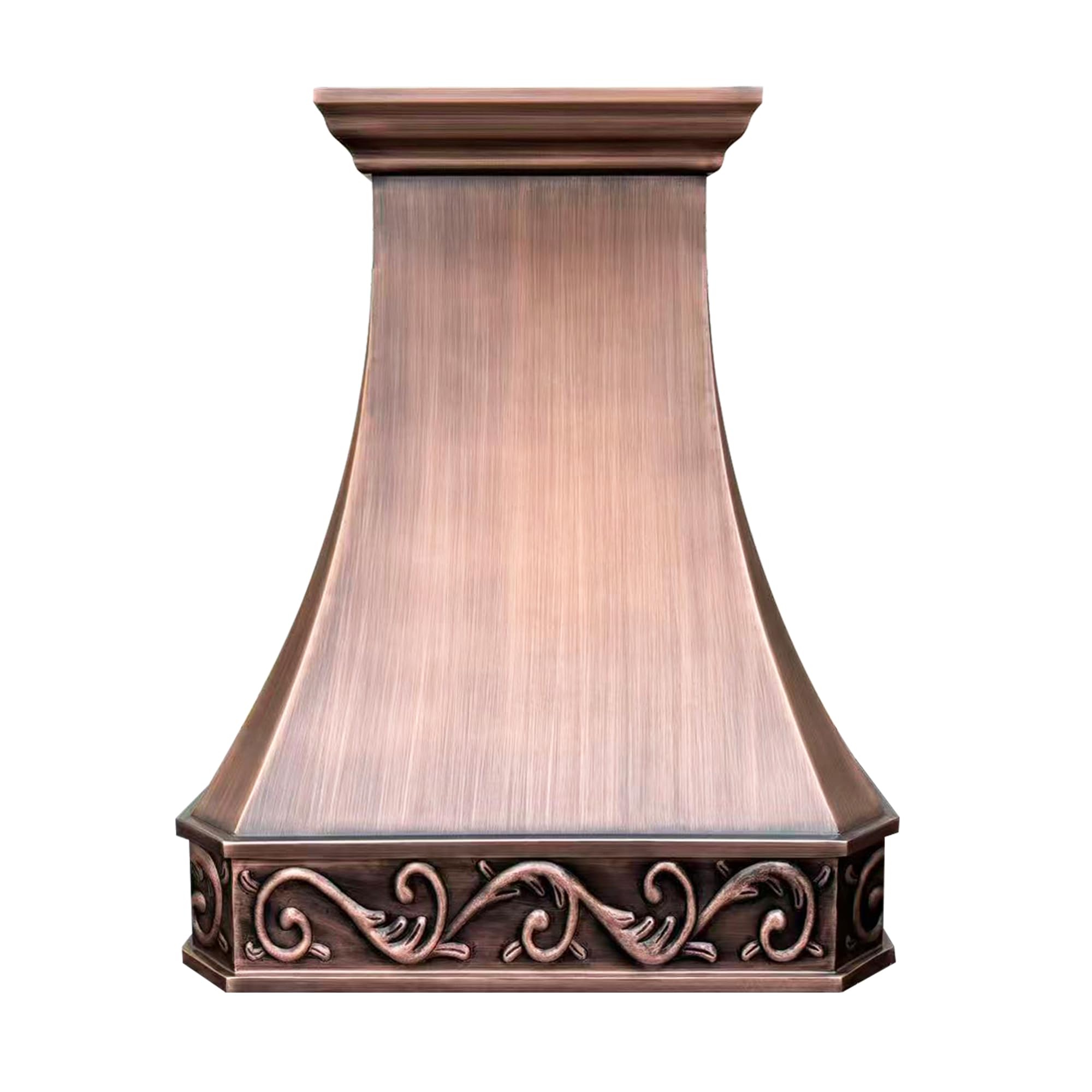 SINDA Classic Hammered Solid Copper Range Hood with High Airflow Cenrtifugal Blower Stainless Steal Vent with Liner and Internal Motor Baffle Filter 30"W x 54"H x 27"D Smooth-Antique Copper