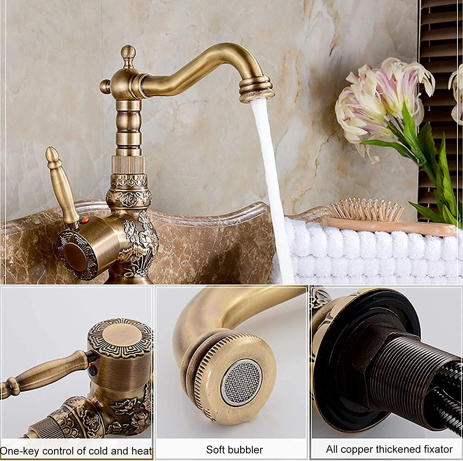 アンティーク　水桶 ZXDTVFGN キッチンシンクタップ、蛇口 アンティーク真鍮 浴室用蛇口