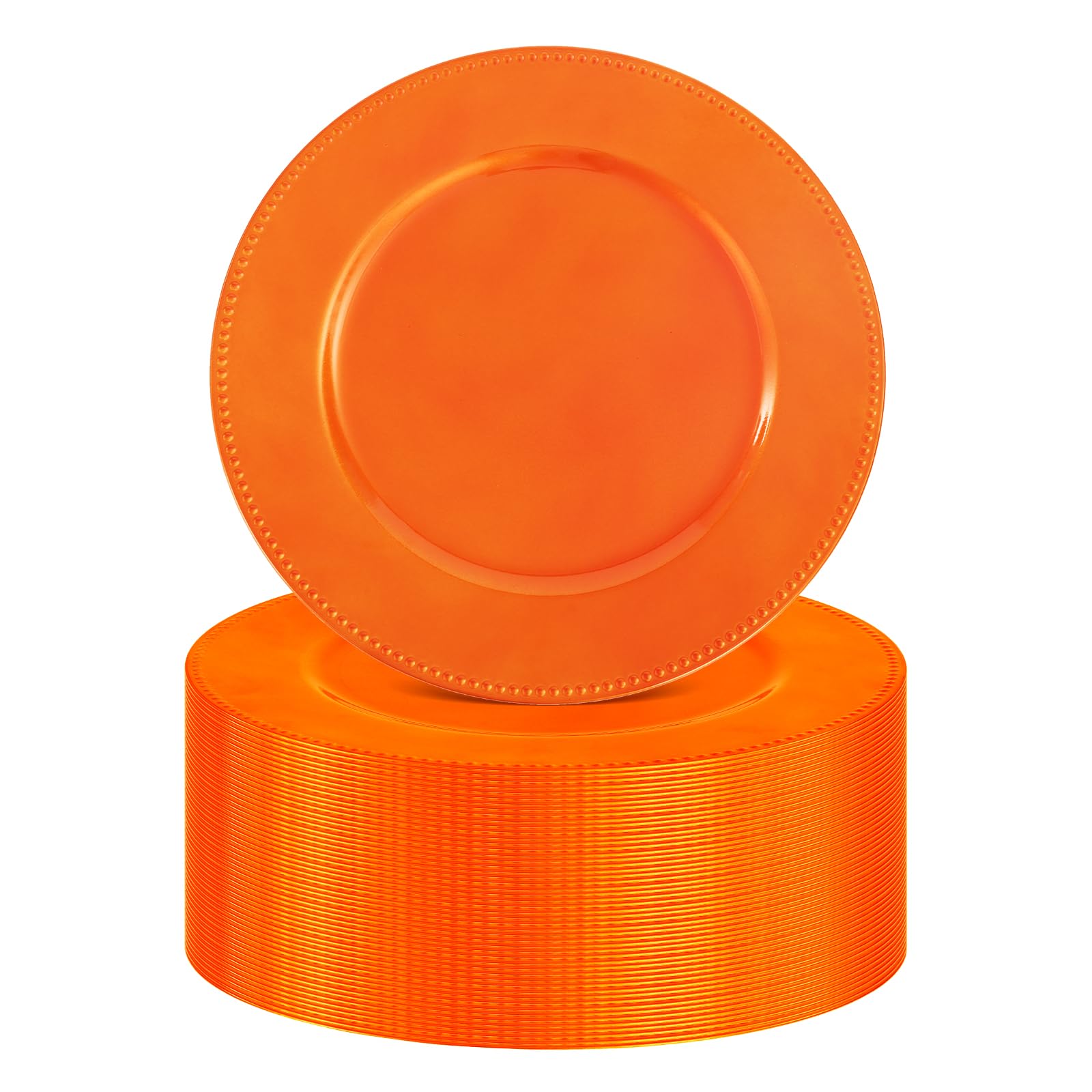 Assiettes en plastique réutilisables de 33 cm orange pour grand événement et mariage