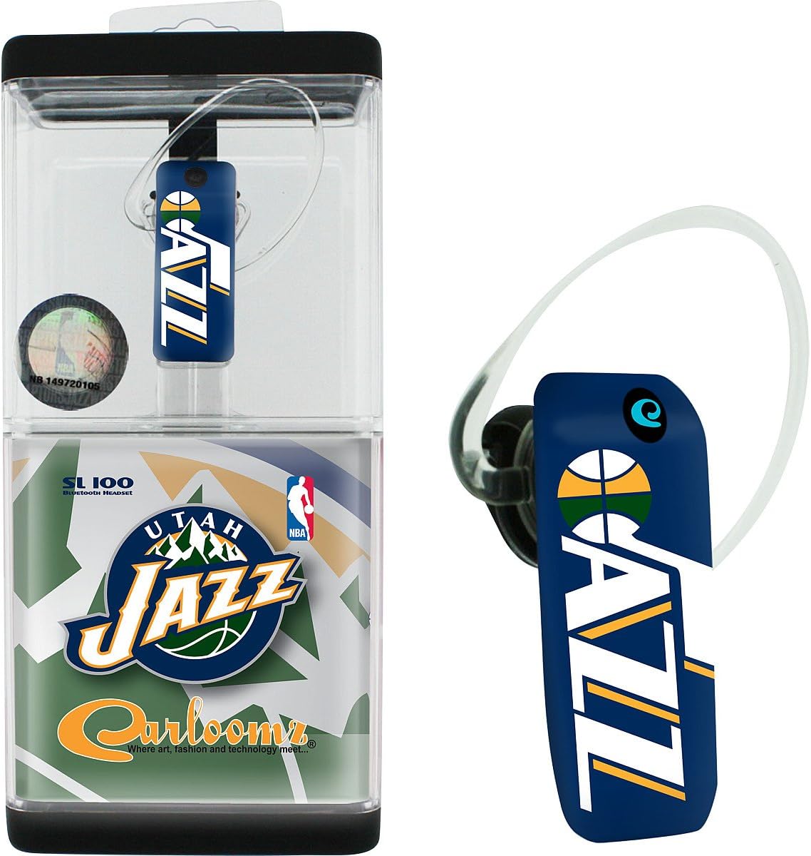 Earloomz SL-438 Utah Jazz - Bluetooth Headset - Retail Packaging - Blue/Gold