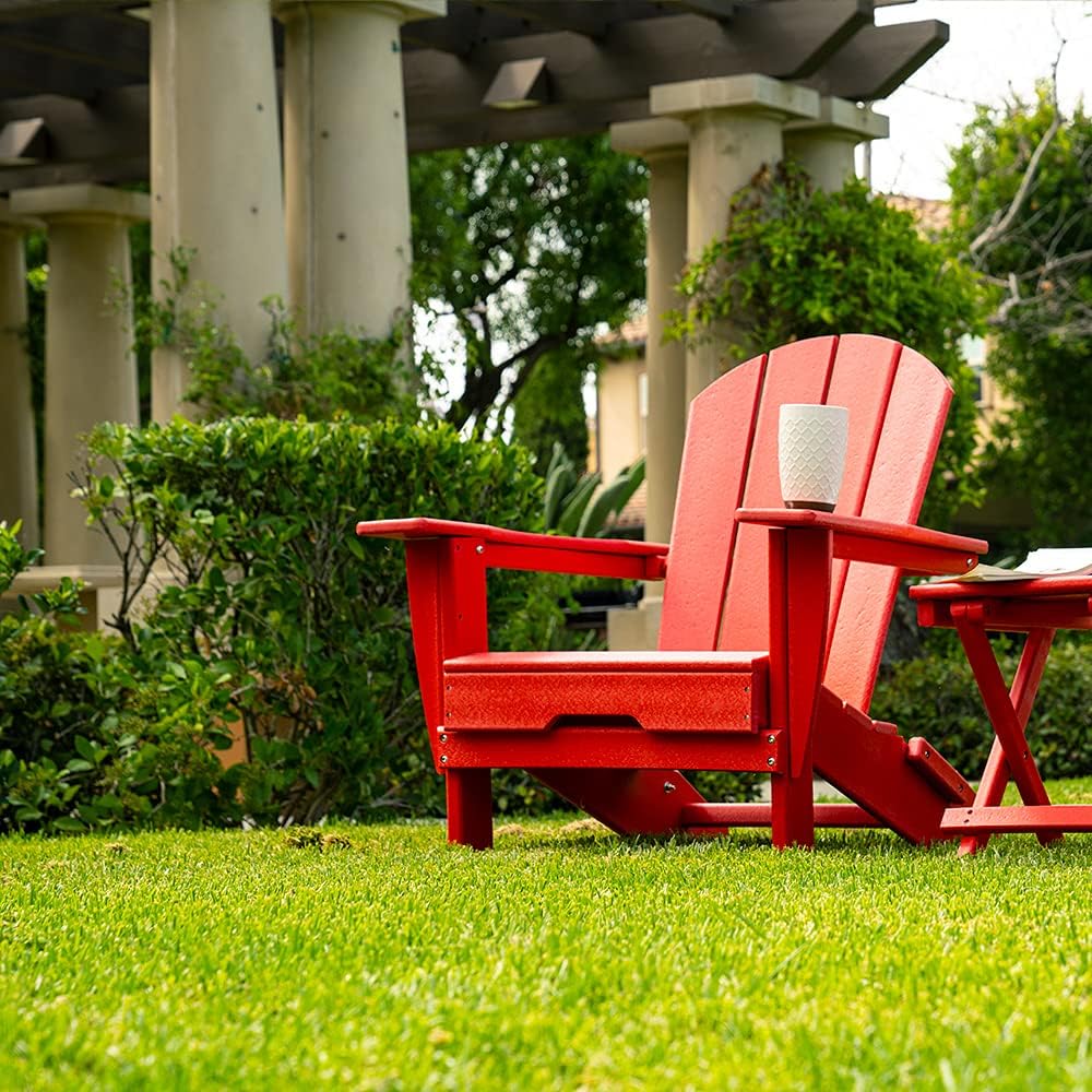 ResinTEAK Plastic Folding Adirondack Chair | Adult-Size, Weather Resistant for Patio Deck Garden, Backyard & Lawn Furniture | Easy Maintenance & Classic Adirondack Chair Design (Apple Red) : Patio, Lawn & Garden