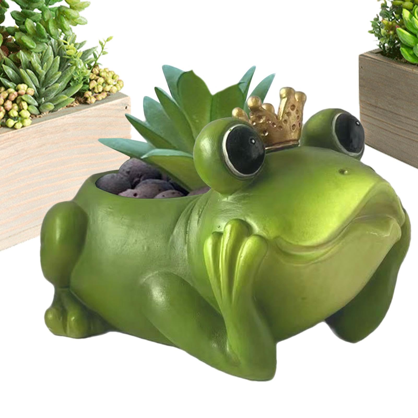 Pot de jardin grenouille en résine et contenant décoratif intérieur