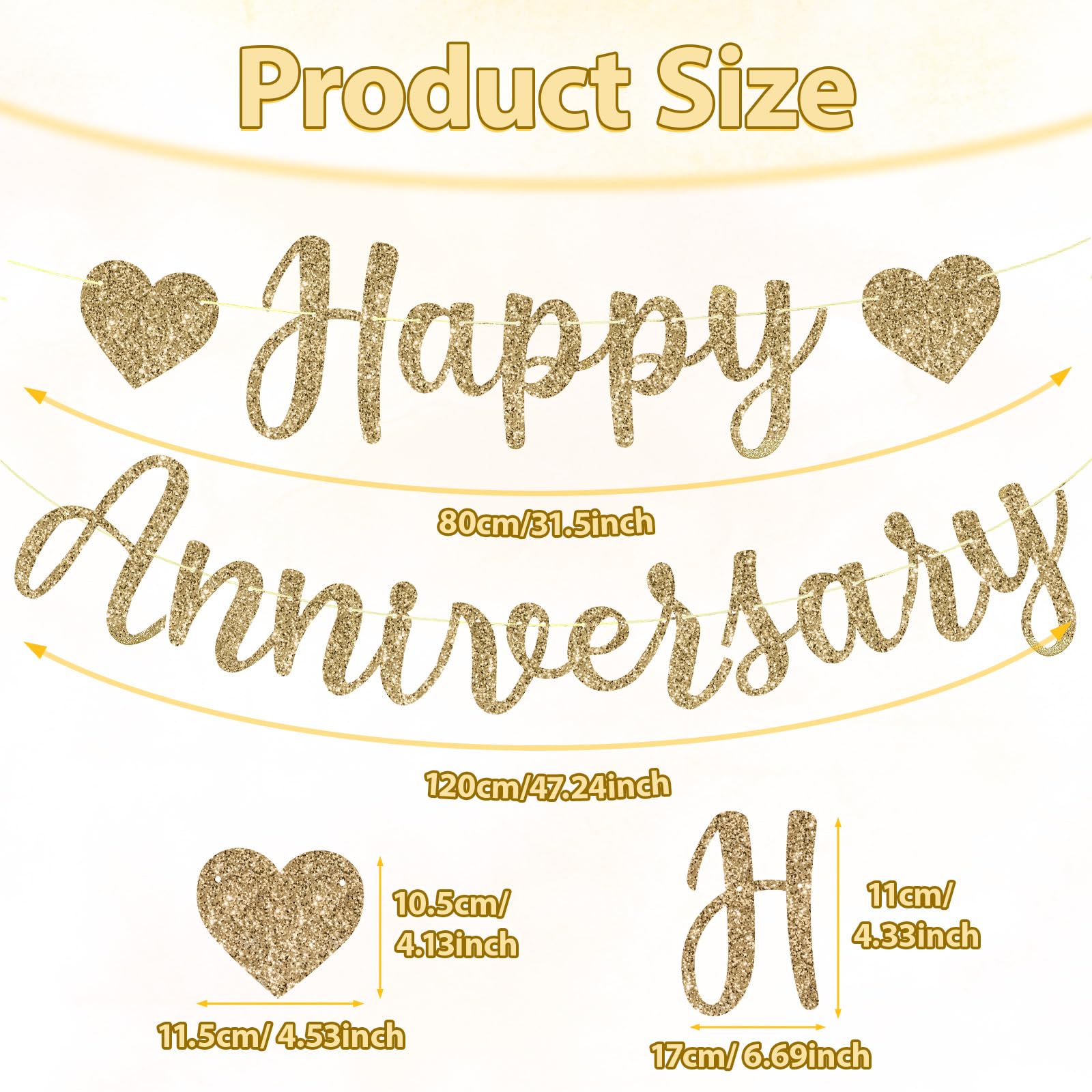 Striscione Per Anniversario Glitter Oro Rosa Bliceon 'Happy Anniversary' - Decorazioni Festa
