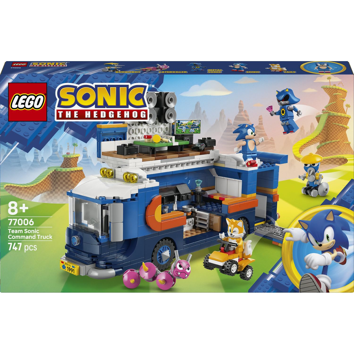 LEGO Sonic the Hedgehog Team Sonics Kommando-Truck 77006 | Interaktives Spielzeug ab 8 Jahren für Jungen, mit ATV-Auto und 5 Minifiguren mit Tails, kreatives Geschenk, 747 Teile