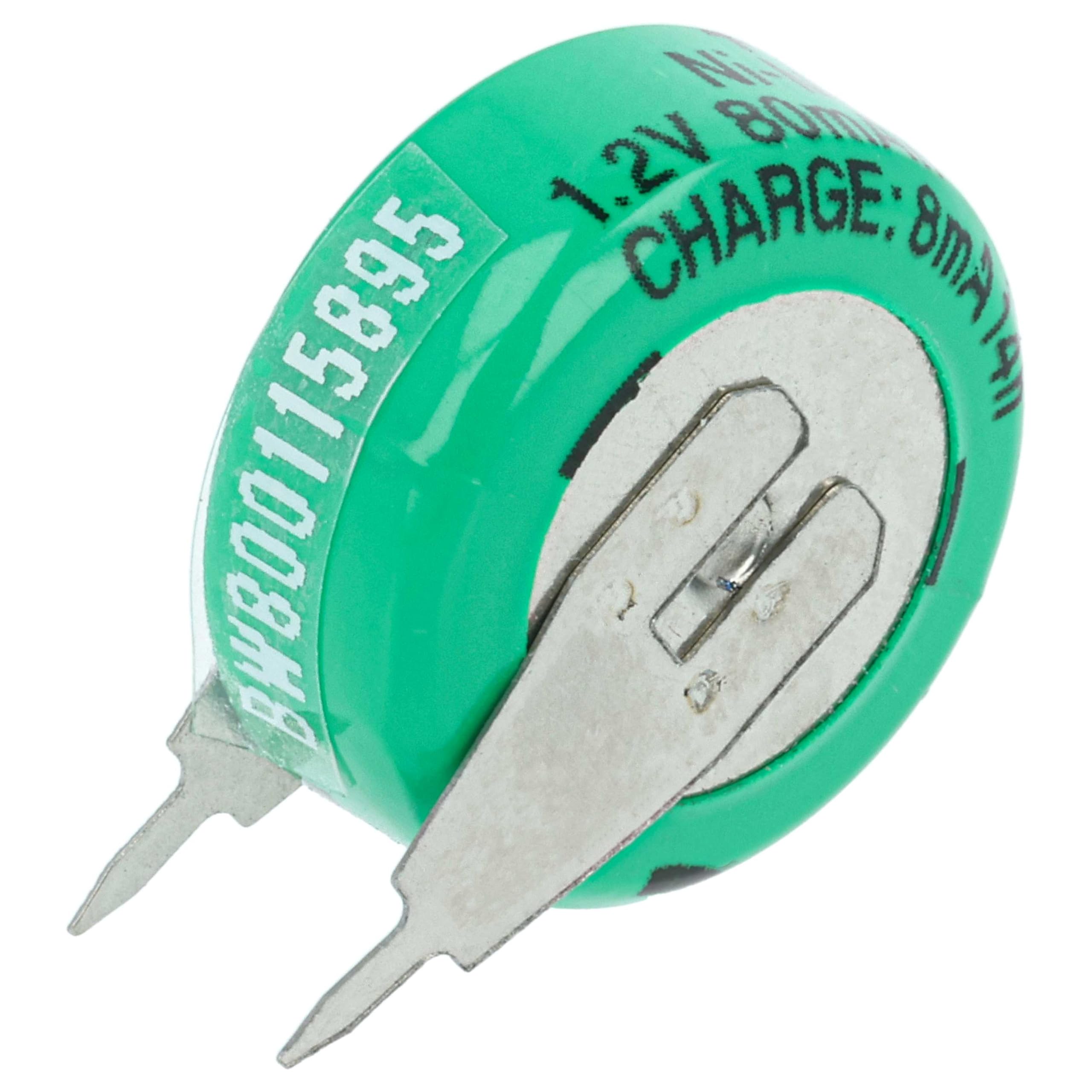 vhbw 100x NiMH Batería de botón de Repuesto Tipo 1/V80H 2 Pines 80 mAh 1,2 V Compatible para lámparas solares, etc.