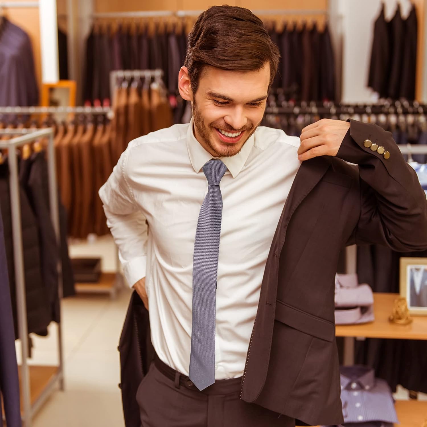 Xinnun 4 Pieces Zipper Ties for Men Adjustable Men's Neckties Zip on Tie for Zipper Skinny Necktie Clip on Slim Tie - Image 4