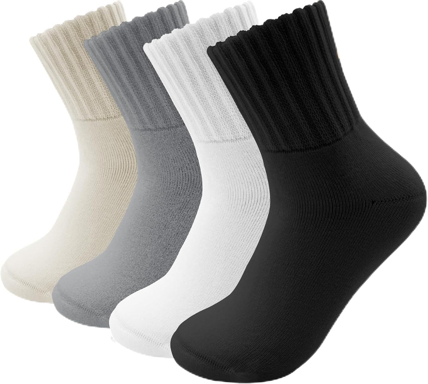 Thick Womens Socks Crew Cotton Blend,Colorful Crew Socks for Women,Fashion Soft Cozy Everyday Casual Baggy 4 Pairs