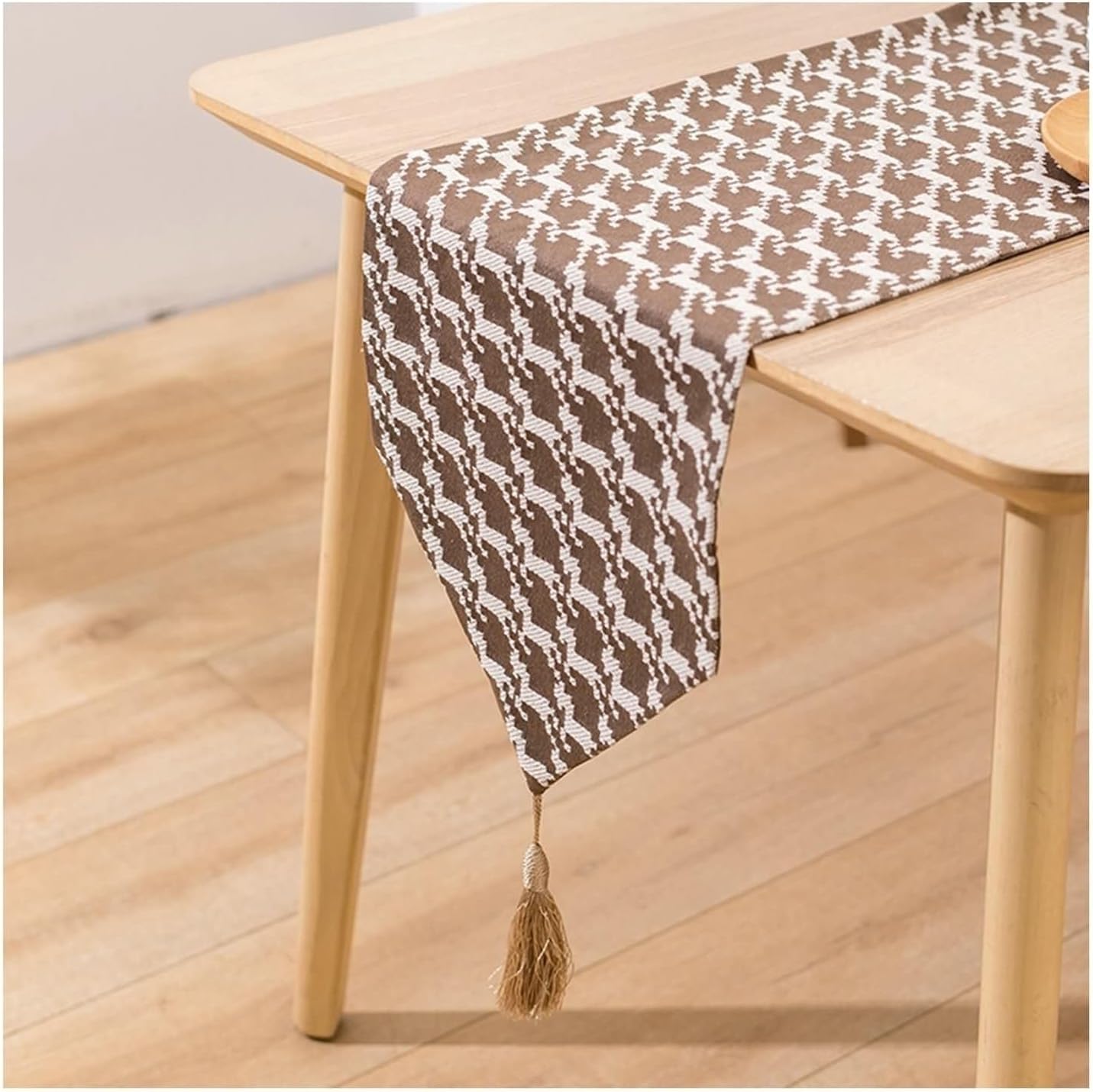 Table Runner Decoration,12" x 47",Geometric with Tassel Table Runner Linen Coffee Table Runner Yellow