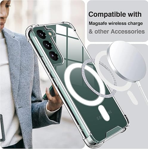 Miniatura 3 de KIOMY Funda para Samsung Galaxy S22+ 5G a prueba de golpes con bolsas de aire, esquinas de diseño híbrido, parte trasera de policarbonato duro con