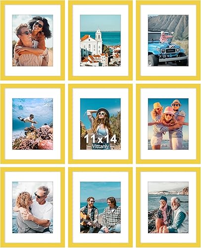 Vista 40 de Vittanly - Juego de 9 portarretratos, plexiglás resistente a rupturas, exhibe fotos de 12 x 12 pulgadas o, con paspartú, de 8 x 8 pulgadas, marcos