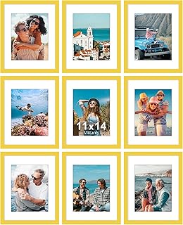 Vittanly 11x14 Picture Frames Set of 9, Shatter Resistant Plexiglass, Di...