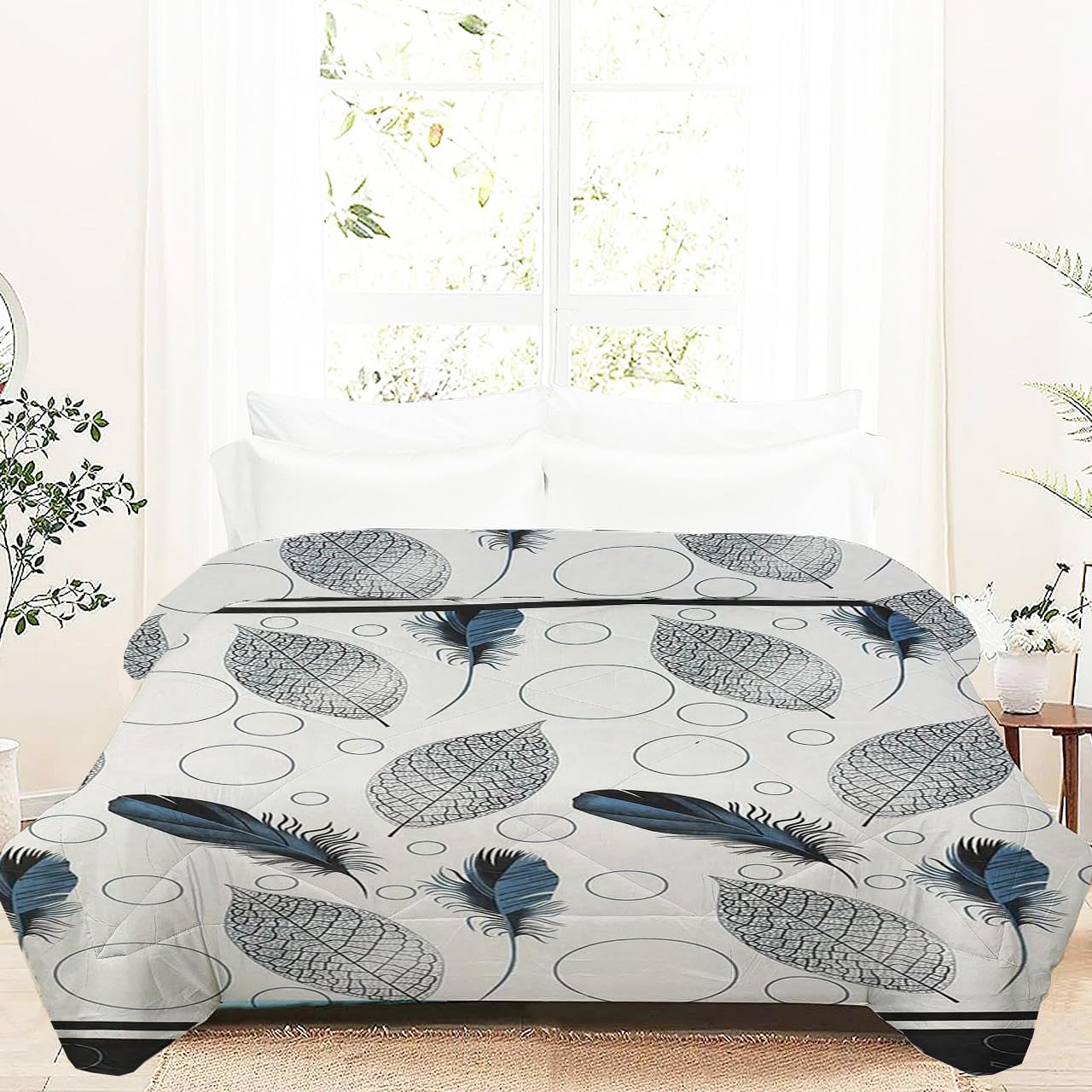 STARNSTYLE 220 GSM Microfiber Reversible AC Comforter/Blanket for Winter/Quilt/Duvets for Double Bed Size(230X250 cm White-image-4