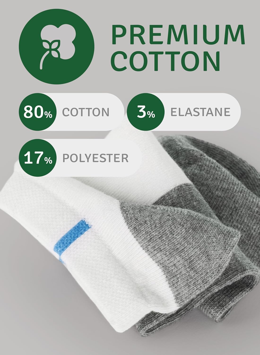 Men's No-Show Liner Socks, Premium Cotton, Size 8-12, 5 Pairs - Image 4