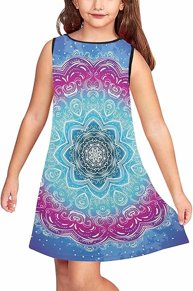 Amazon Com Interestprint Tribal Mandala Blue Girls Sleeveless Play Dresses Kids Midi Sundress Basic Tank Dress Clothing Shoes Jewelry