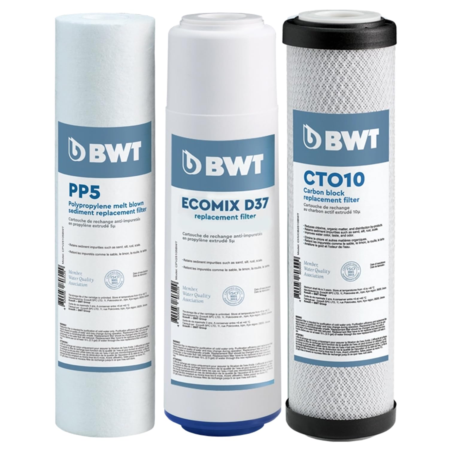 Juego de prefiltros de repuesto para el sistema de ósmosis inversa estándar BWT 75GPD, tanto para sistemas con bomba como sin bomba
