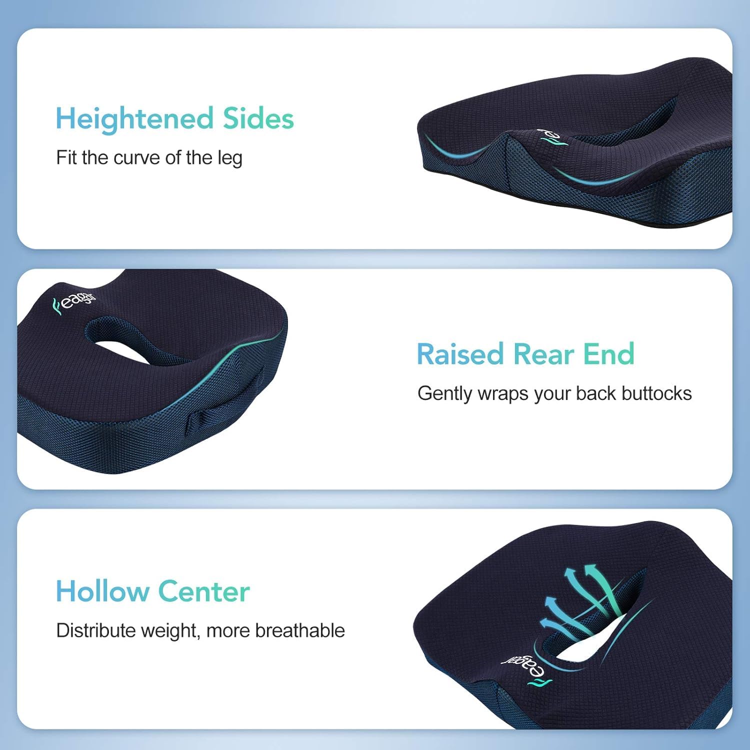 Feagar X Large Memory Foam Seat Cushions for Office Chairs Desk Chair Cushion Tailbone Pain Relief Extra Dense — view 5