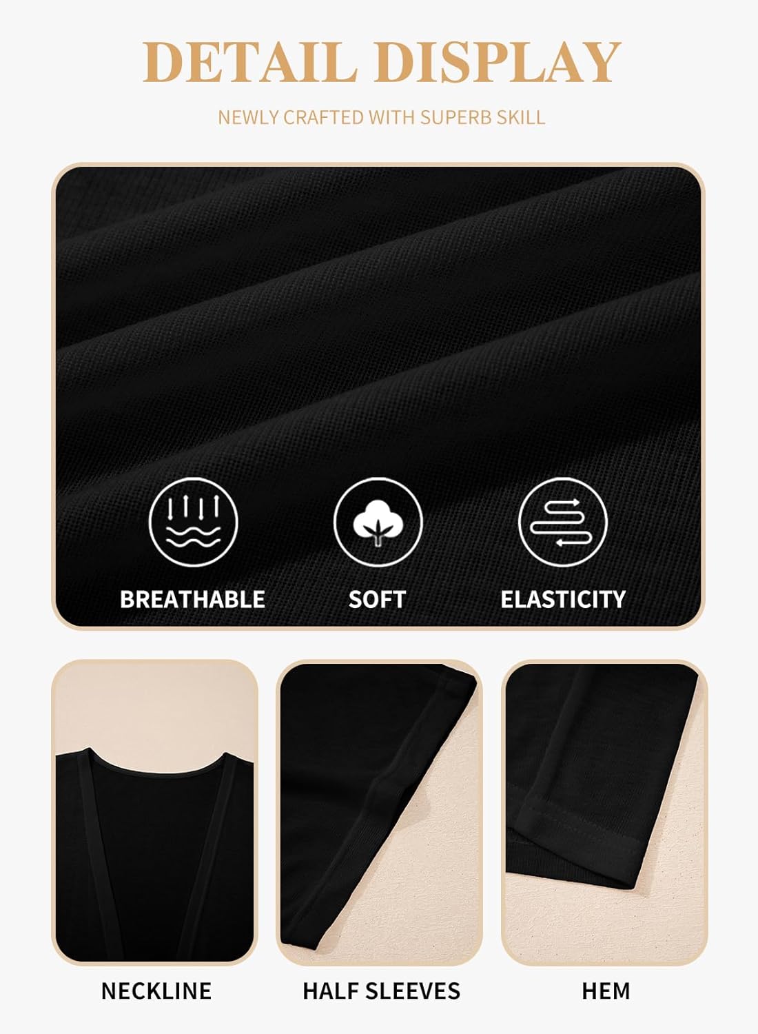 Eytino Womens Plus Size Cardigan Half Sleeve Lightweight Summer Kimono Cover Up Tops(1X-5X) - Image 5