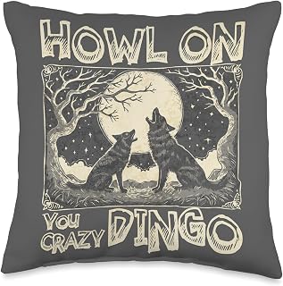 Howl On You Crazy Dingo Full Moon Australian Singing Dog Throw Pillow