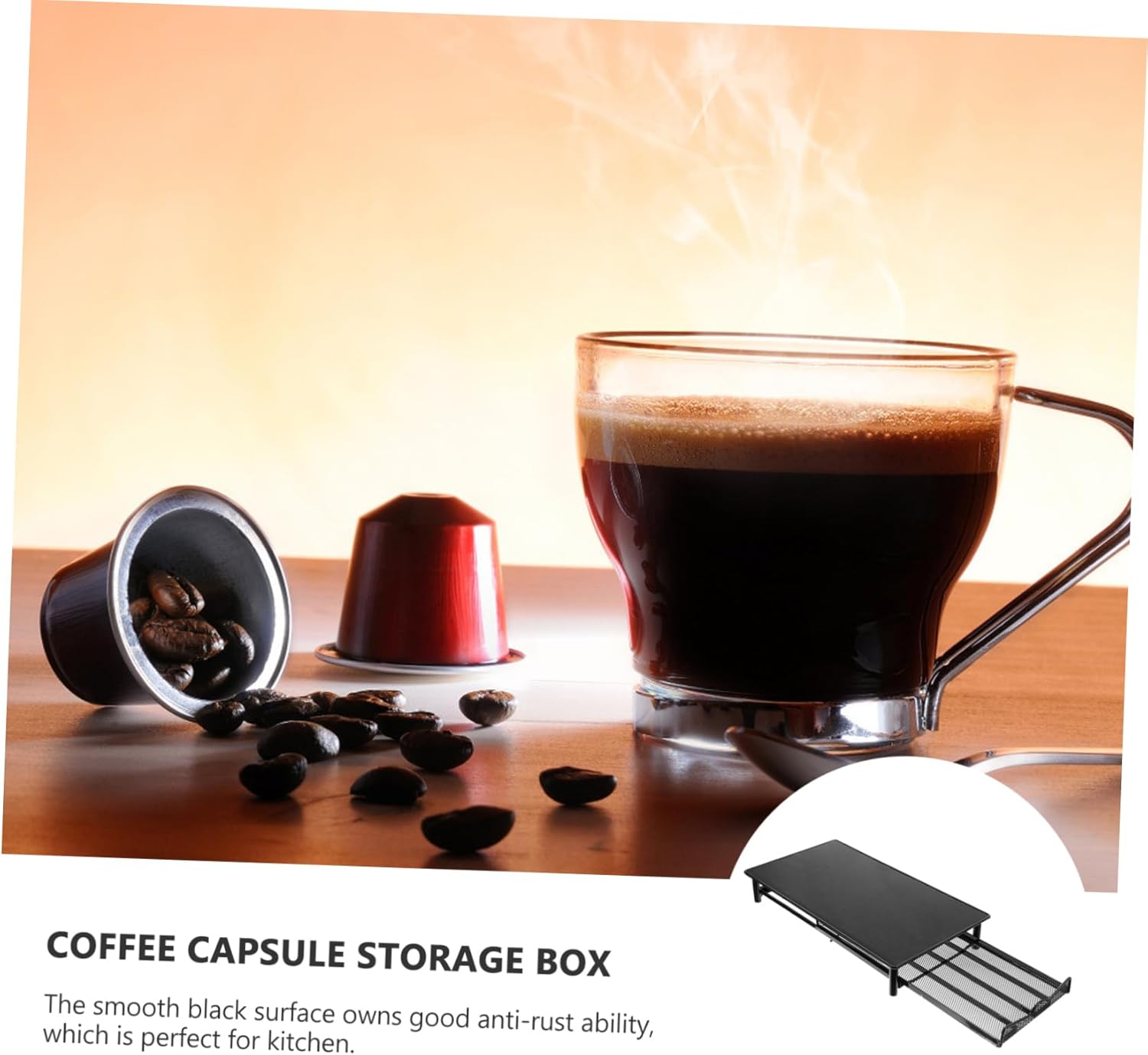 Cabilock Metal Coffee Capsule Storage Rack Drawer 4-Compartment Design Holds 40 Coffee Capsules Convenient Storage Container
