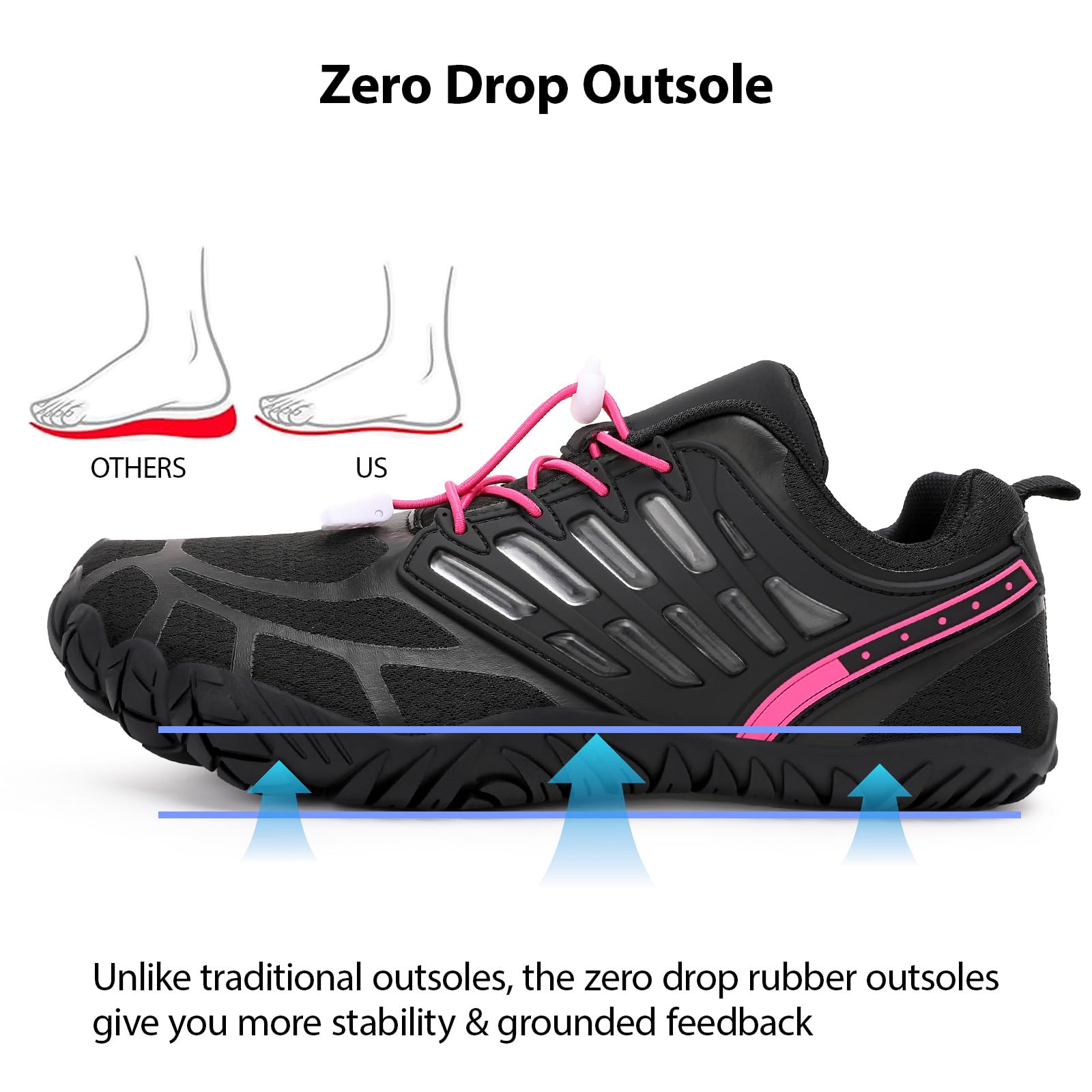 MeXYZ Hike Barefoot Shoes Women Wide Toe Box Zero Drop Minimalist Shoes for Workout Cross-Trainer Walking Hiking Water Grounded Footwear Black