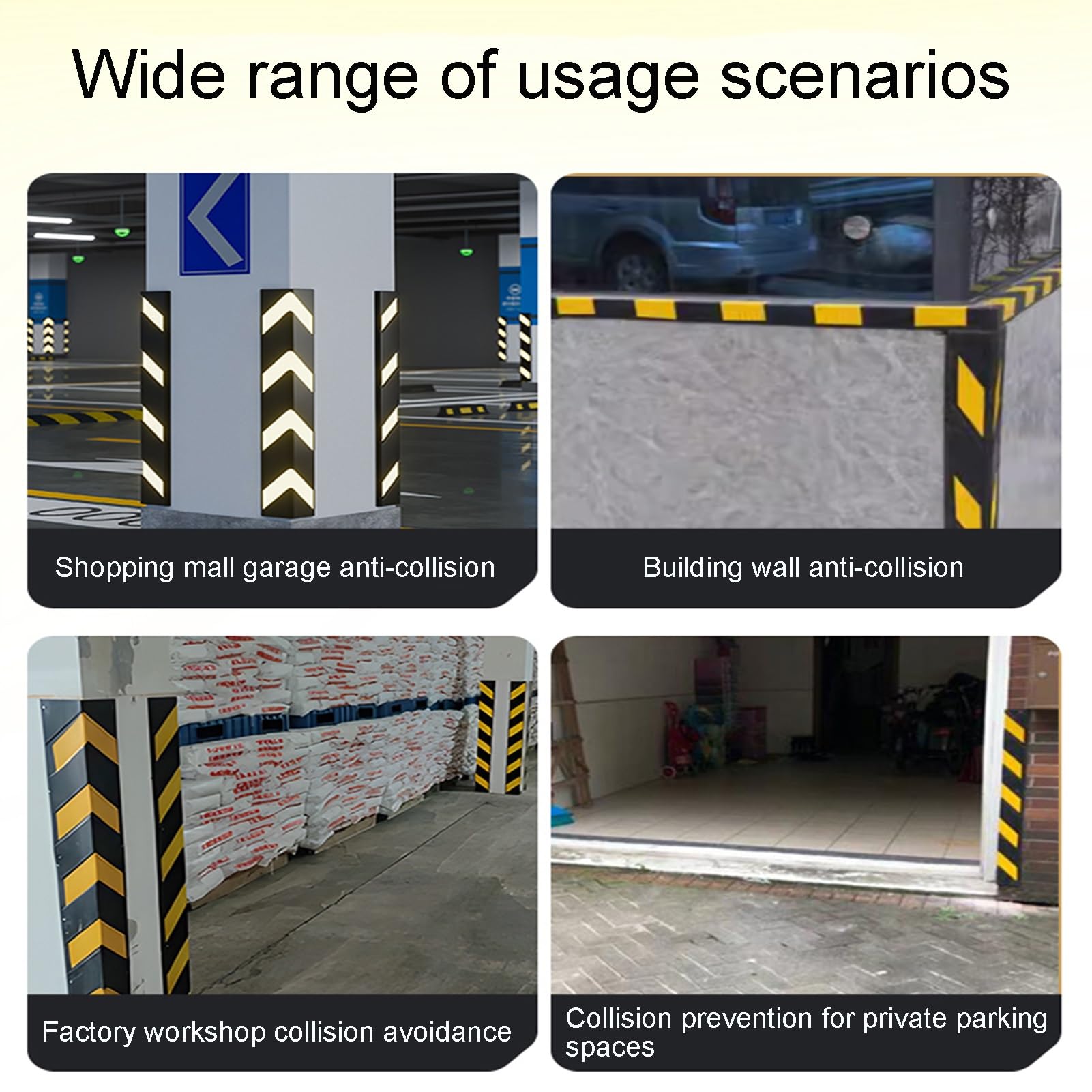 XPLKQXE Protector Columnas Garaje, Protector Columna Parking Reflectante, Paragolpes Protector para Aparcamiento Protección Coche Esquina Poste De Barandilla (Color : Black+Yellow, Tamaño : 20pcs)