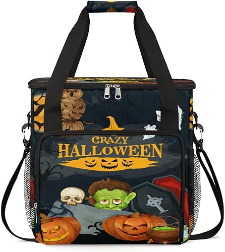 Cartel de fiesta de Halloween, cafetera de vacaciones, bolsa de viaje, bolsa de almacenamiento compatible con Keurig K-Mini o K-Mini Plus Estuche de