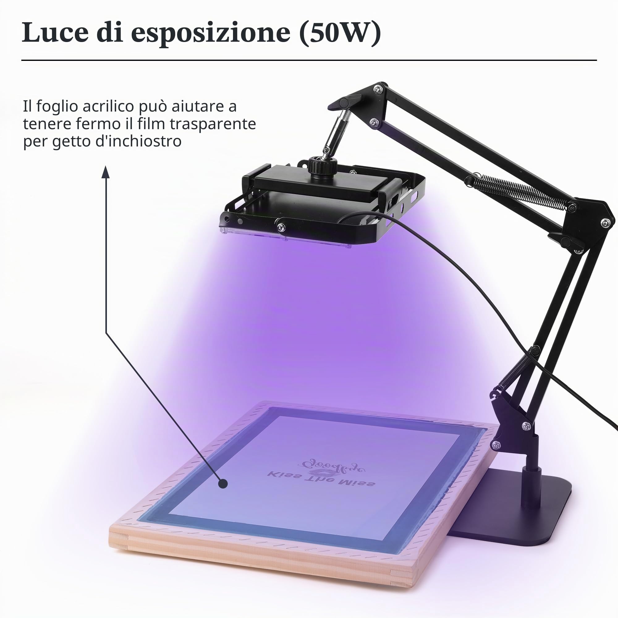 Caydo Kit per serigrafia all-in-one da 66 pezzi, luce LED da 50 W, luce per serigrafia a LED, inchiostro per serigrafia, emulsione fotografica per serigrafia, istruzioni (lingua italiana non