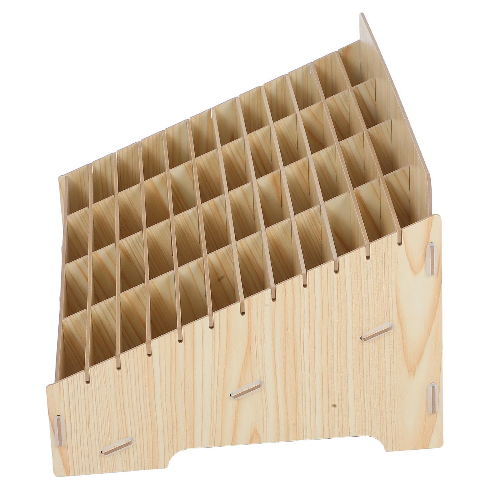 FUOYLOO Caja de Almacenamiento de Madera Diseño Multigrid y Ahorro de Espacio para Teléfono Móvil 48 Rejillas, Organizador de Escritorio para Aula y Oficina
