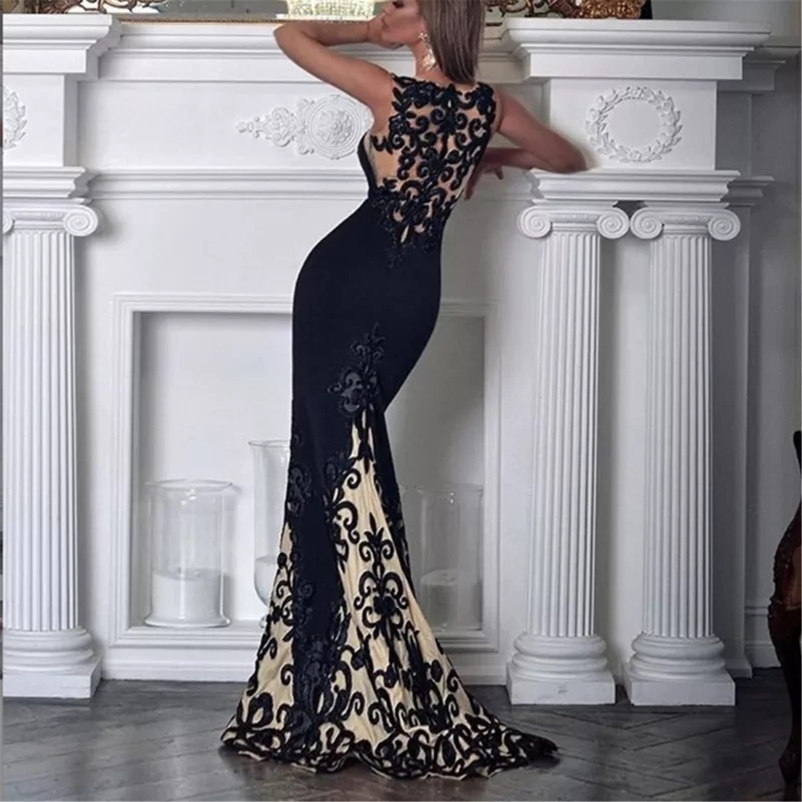 Black ファッション エレガントなブラックマキシドレス