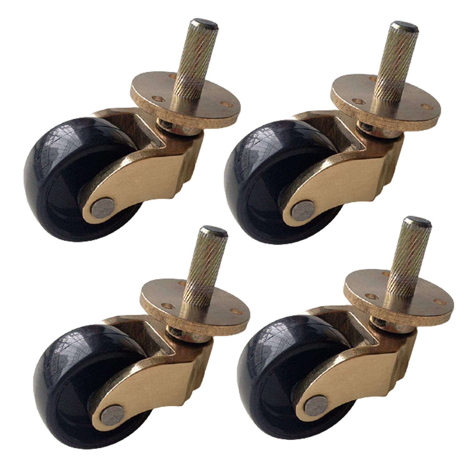 Rotelle Universali per Mobili in Ottone Massiccio x4,Ruote Girevoli in Nylon Stile Antico,Rotelle Resistenti per Divani,Tavolino da Caffè,Attacco a Pistone,Carico 200Kg