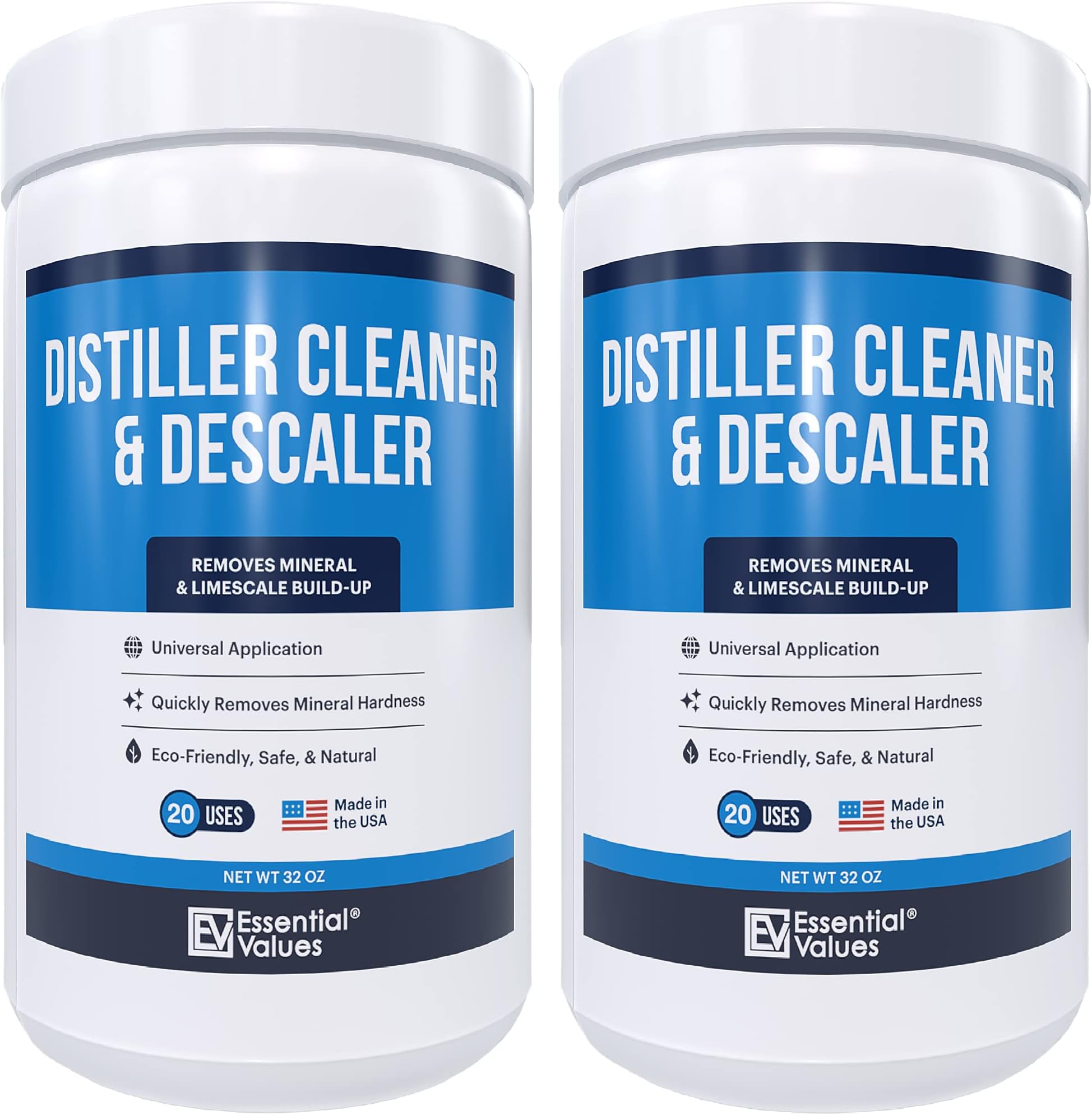 Essential Values Universal Descaler - Espresso Descaling Solution - Coffee Machine Cleaner - Critic Acid Tea Kettle Urn Water Distiller Cleaner - Manufactured in USA - 2 Pack