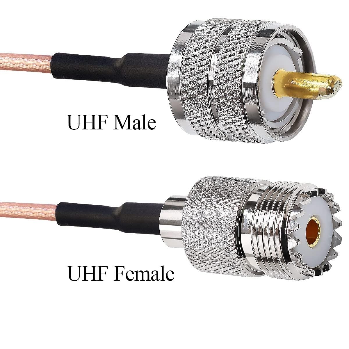 LIHUA Kabel UHF RG316 SO239 męski na żeński kabel koncentryczny 20 cm (20 cm) PL259 Pigtail 50 Ω do CB 2 szt