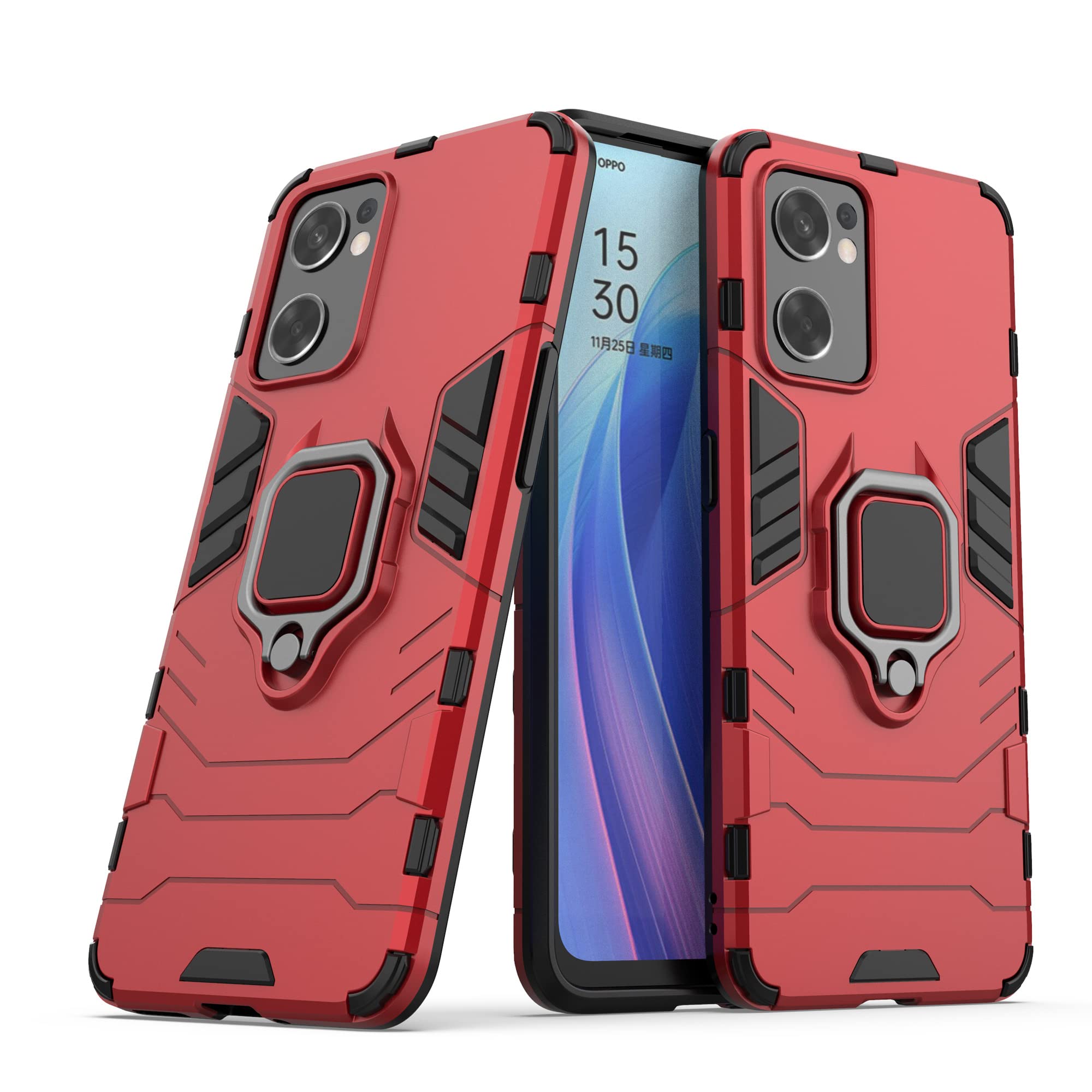 HONLEN Custodia per OPPO Find X5 Lite/OPPO Reno7 5G (6.43 Inches) Cover per Telefono Aziendale con Retro in Pelle, Rosso