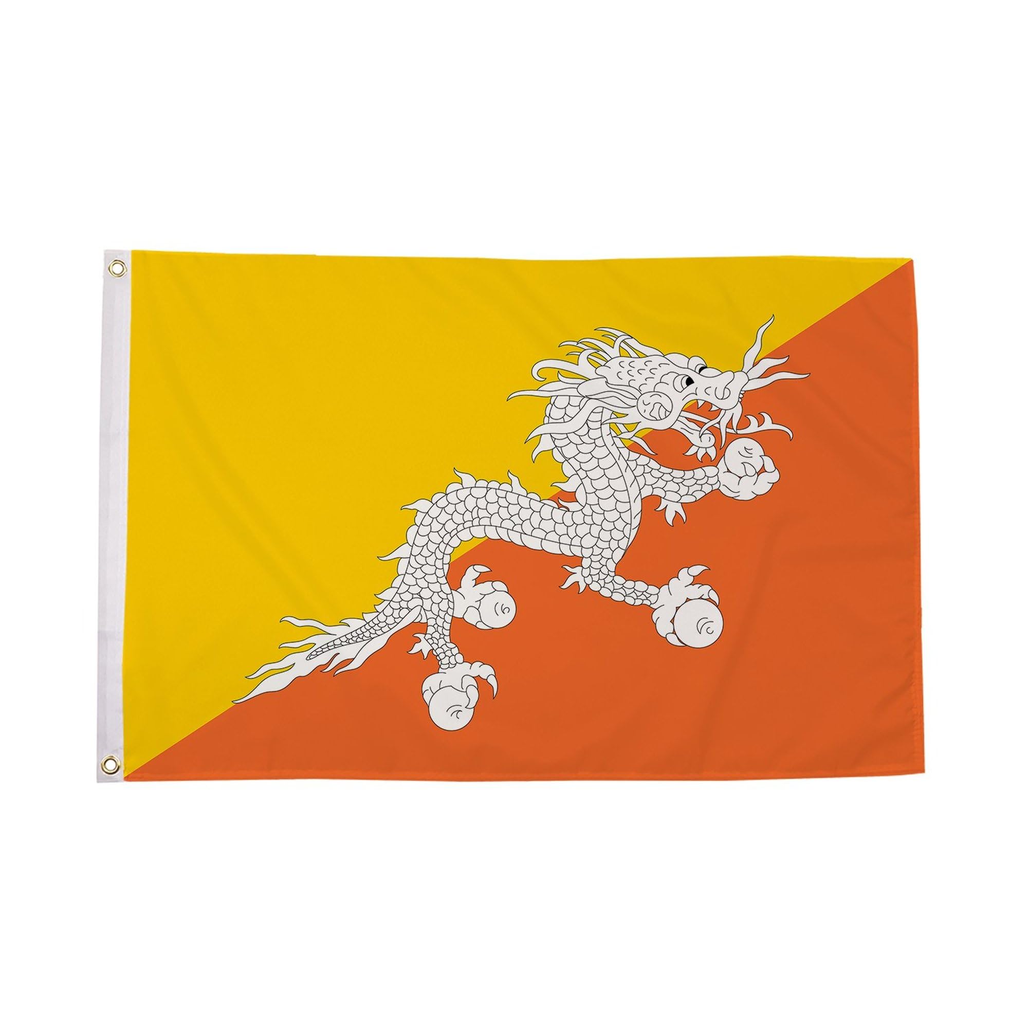 Flagtex Bhutan Large Flag 8ft x 5ft Premium Bhutanese National Flag Orange Yellow Dragon Druk Fade Resistant Polyester Double Stitched Reinforced 240cm x 150cm Outdoor Banner Display