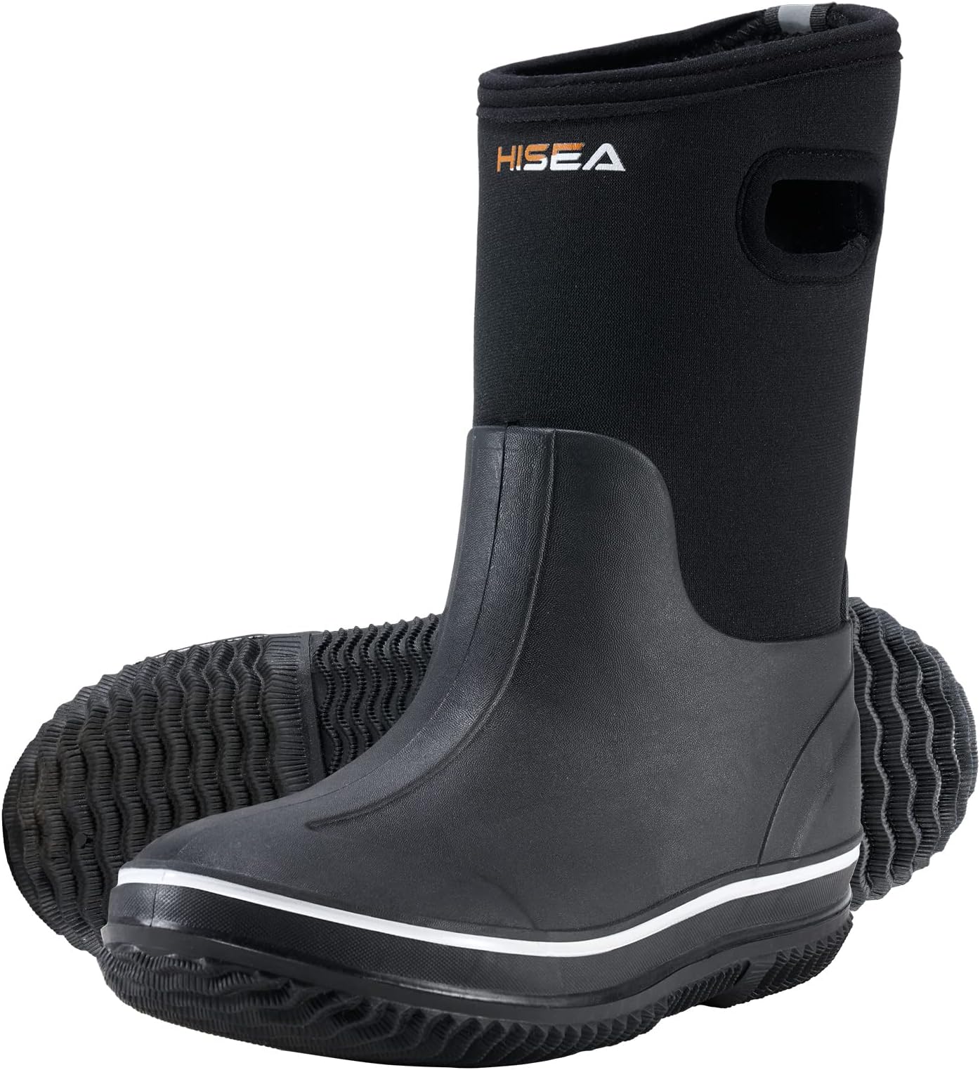 HISEAKids Rain Boots for Boys Girls, Waterproof Insulated Rubber Neoprene Boots, Seamless Outdoor Boots with Handles Rainboot All Weather Mud Boots for Rain, Snow, Winter and Muck (Little Kid/Big