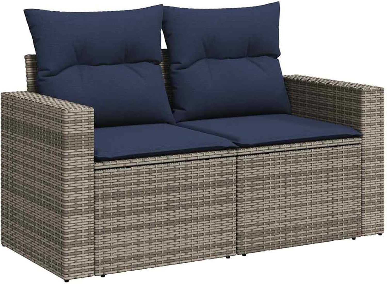 5 Piece Patio Sofa Set with Cushions, Gray Poly Rattan Outdoor Furniture for Backyard, Terrace, or Patio