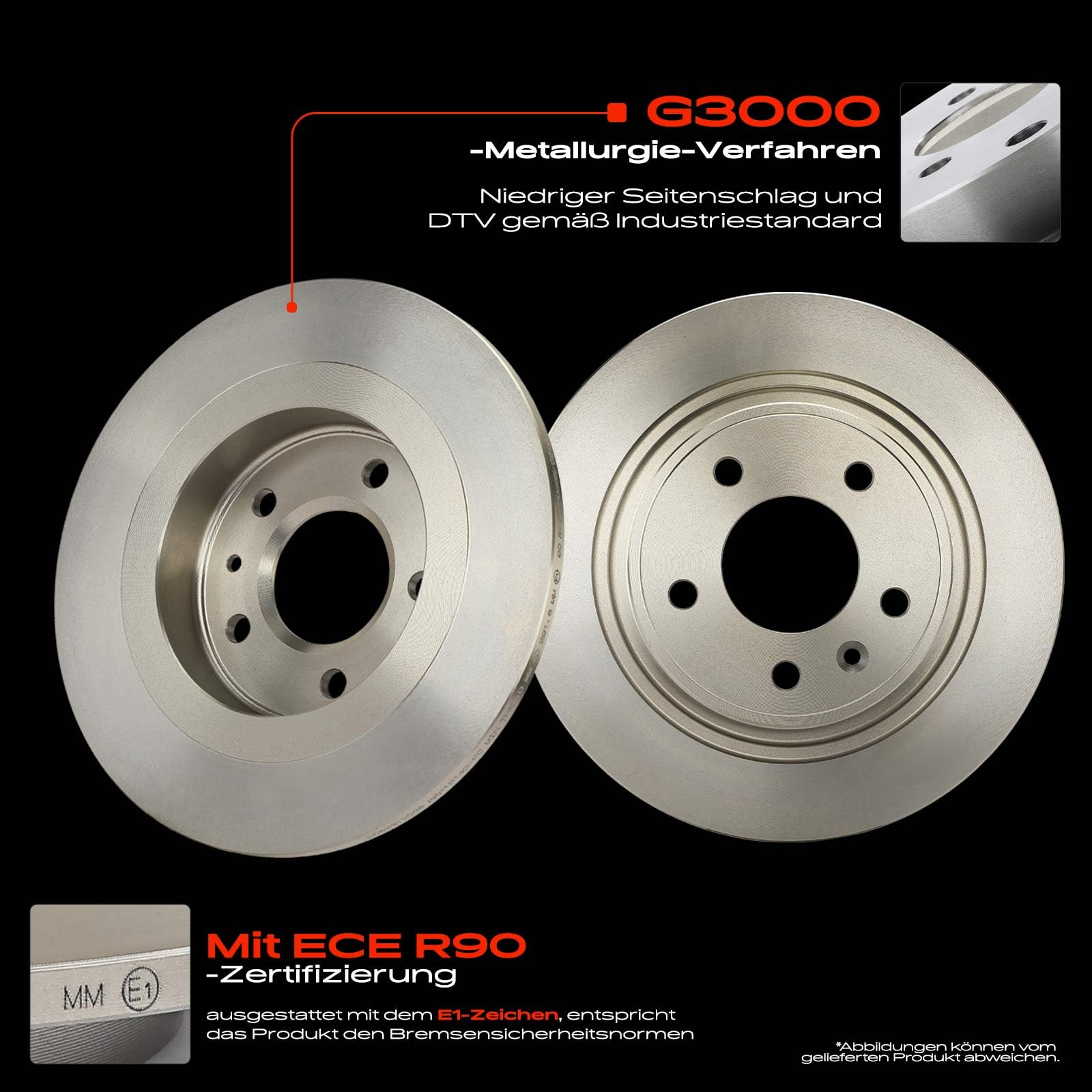 Frankberg Bremsensatz inkl. 2x Bremsscheiben + 4x Bremsbeläge Hinten Kompatibel mit Astra J CaR.A.Van P10 Zafira Tourer C P12 Astra J GTC Astra J P10 Replace# 1605296