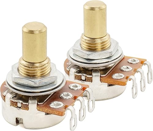 Miniatura 13 de Musiclily Pro A1M - Mini ollas de latón métrico dividido eje estándar 0.374 in potenciómetros cónicos de audio para bajo de guitarra eléctrica