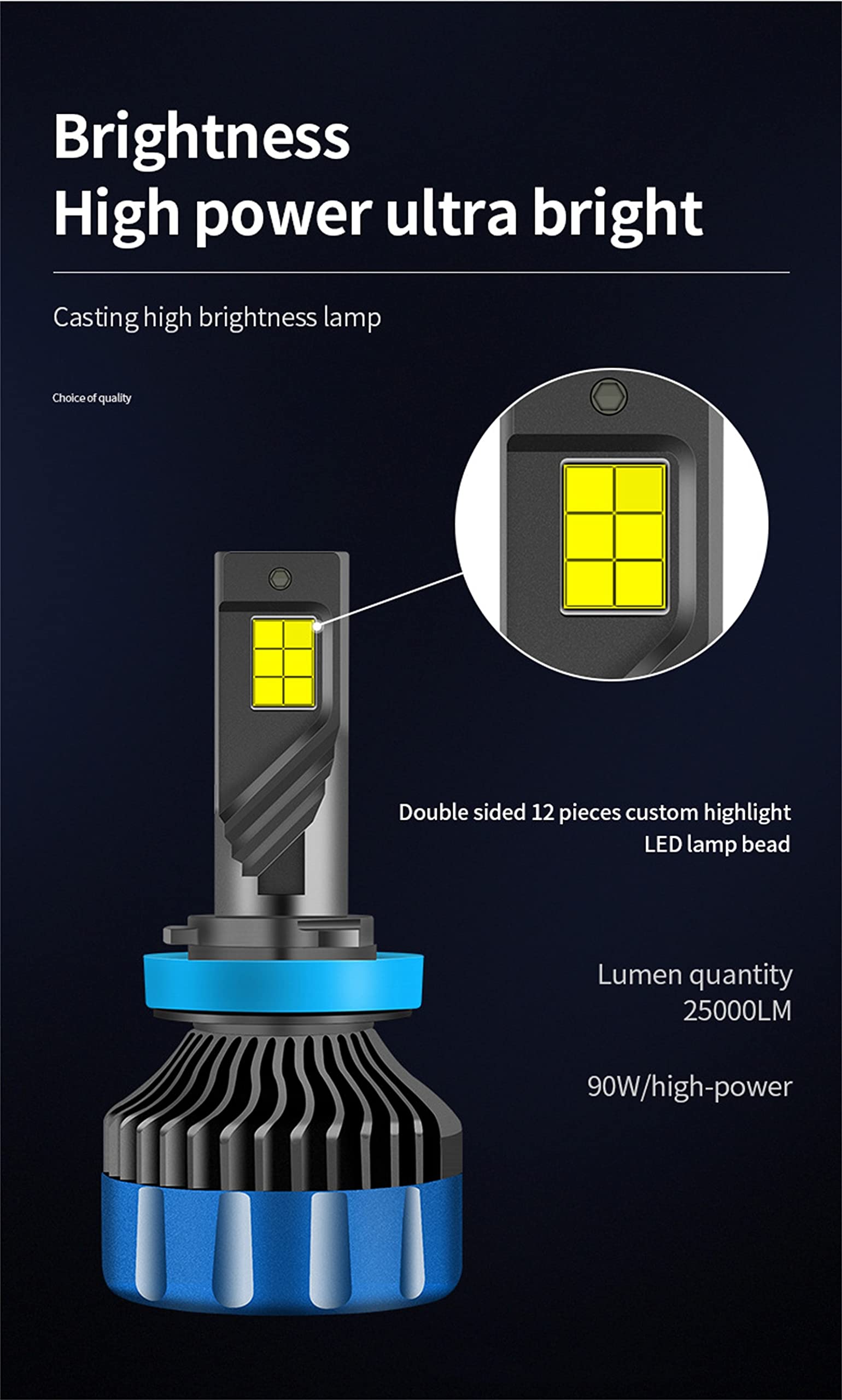 Bombillas LED Para Faros Delanteros, 80 W 16000 Lm, Kit De Conversión De Faros LED, Haz Bajo/Haz Alto Súper Brillante Con Decodificación, 6000 K Blanco Frío, Paquete De 2,H4