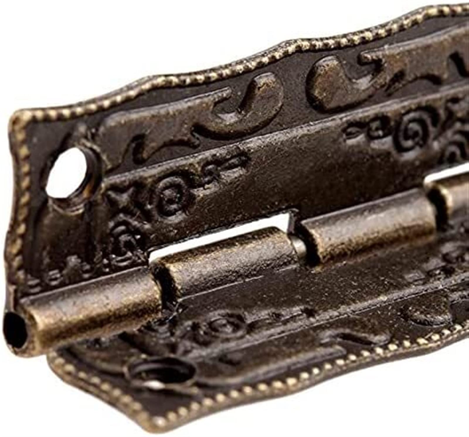 Zawiasy do drzwi, zawiasy doczołowe, zawiasy do drzwi 10 szt. Zawiasy 36 * 23 mm Żelazo Antyczny brąz Cynk Żelazo Dekoracyjne śruby Vintage Drewniane pudełko z biżuterią Szafka Kwiatowy wzór