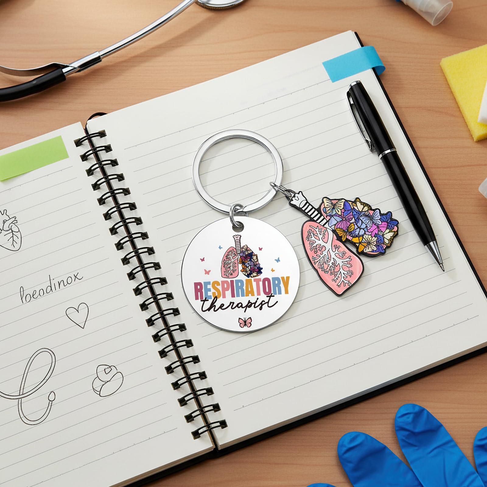 Respiratory Therapist Accessories Gifts - Butterflies Lung Therapy Keychain for Women Men Student Radiology Technologist Graduation Birthday Christmas RT Week Retirement Appreciation Gift