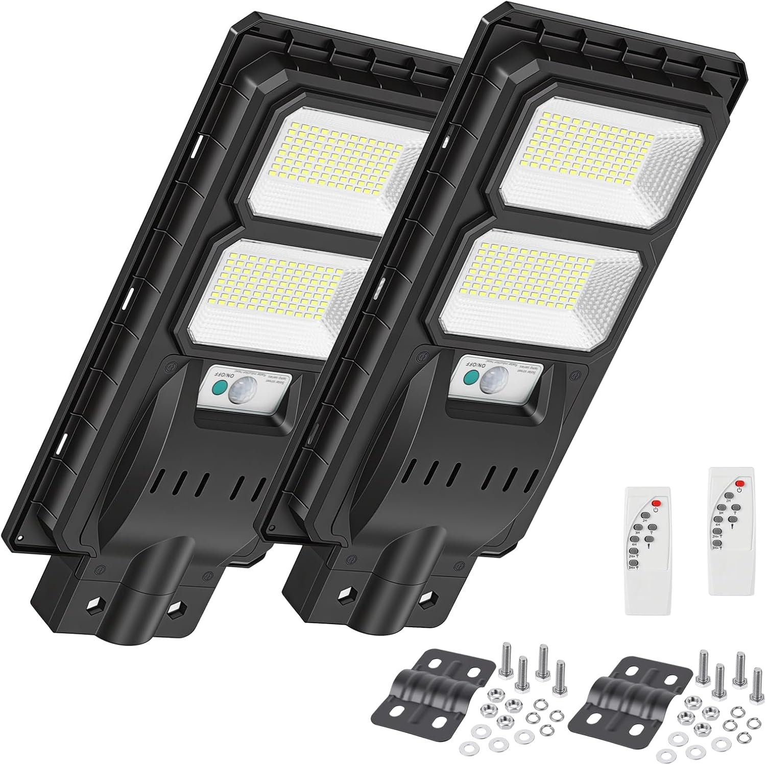 Willpower 2 Pack 50W Solar Street Light, 6000LM Solar Street Lights Outdoor with Motion Sensor & Remote Control, 6000K Commercial Parking Lot Light, Dusk to Dawn Flood Outdoor Lights IP66 Waterproof