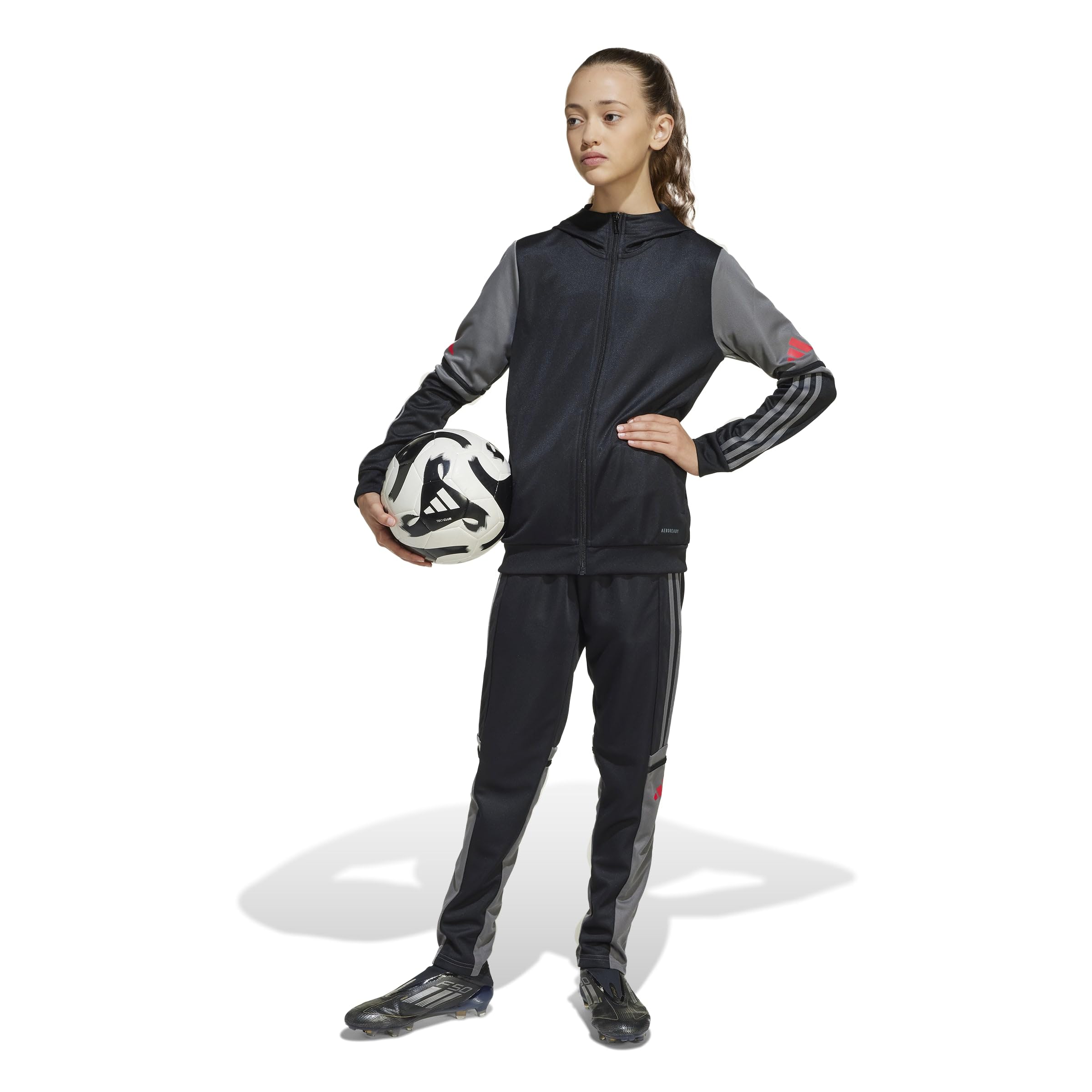 adidas Uniseks - dzieci SQUADRA25 HOODY KIDS, black/team grey four/pure ruby, 13-14 Years