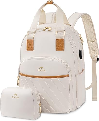 Miniatura 2 de MATEIN Mochila pequeña para mujer, bonita mochila ligera para laptop con bolsa de maquillaje y puerto USB, mini bolsa de hombro casual impermeable